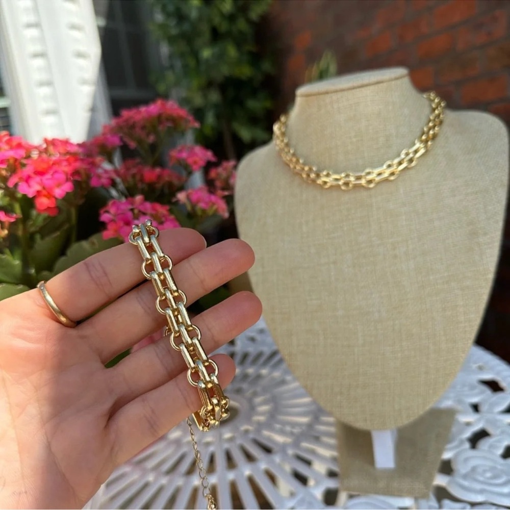 Gold Chain Necklace and bracelet Set - Picture 6 of 10